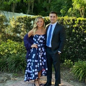 Floral and Navy Formal Dress